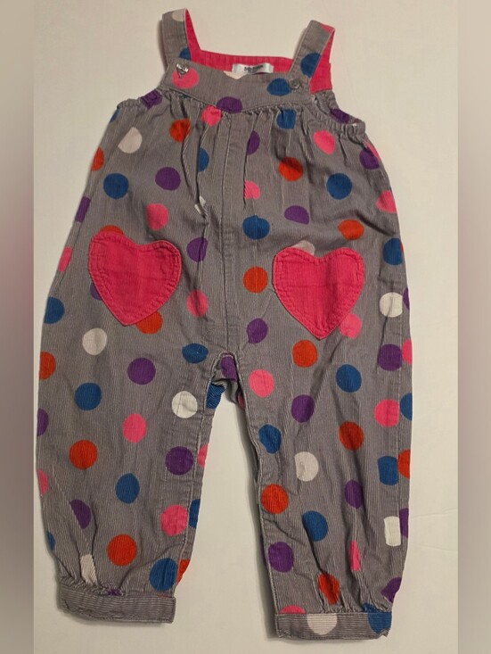 Baby Boden Other - Baby Boden Gray Corduroy Overalls with Polka Dots Size 6-12 Months